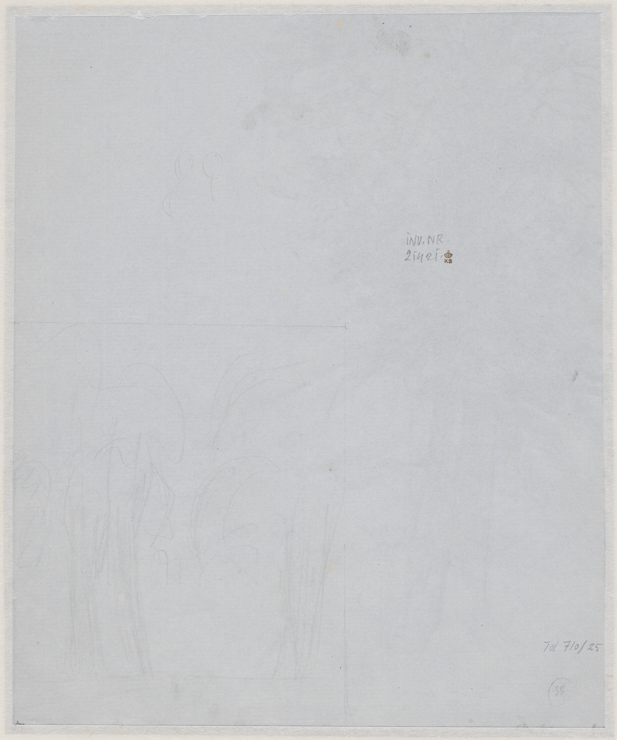 Løs skitse af træer i et rektangulært felt.